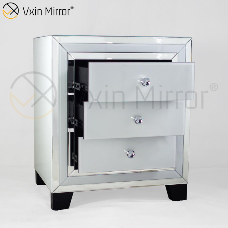 Modern Bedroom Furniture Mirored Bedside Table Sofa Corner with Drawers Customized WXF-787