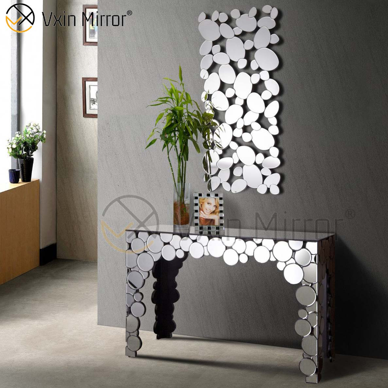 Custom Size Vxin Mirrored Modern 3D Silver Elegant Wooden Console Table with Mirror for Living Room Furniture