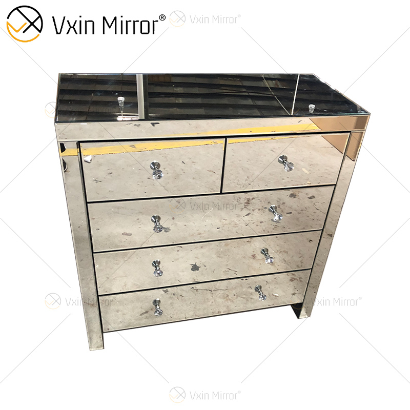 Mirrored Silver Chest of Drawers Hallway Cabinet Glass Cabinet Bedroom Home Furniture WXF-802