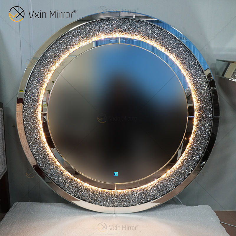 Custom Size 3 Colors LED Mirrored Modern Console Table with Mirror Touch Screen Function