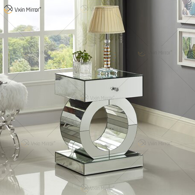 Custom Modern Mirrored Bedside Table with Drawer Side Tables for Home Furniture for Living Room