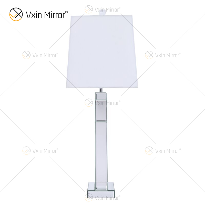 Factory Supply WXTL-144 Modern Silver Crystal Table Mirror Lamp with Lampshade For Bedroom