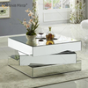 Vxin WXF-2138 3D Sparkling Crushed Diamond Geometry Mirrored Coffee Table Silver Covered with Diamonds