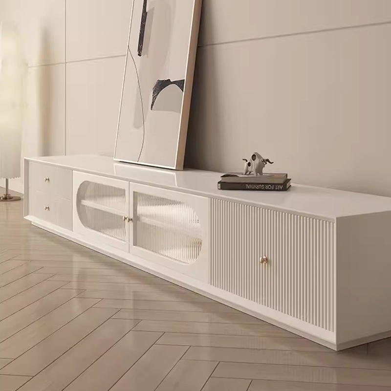 Modern white cream wind TV cabinet