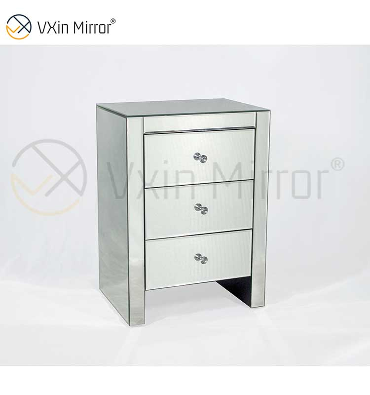 Modern Bedroom Furniture Mirrored Bedside Table with Drawers Customized For Sofas WXF-031