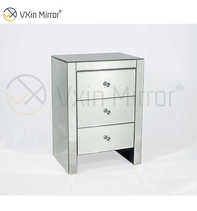 Modern Bedroom Furniture Mirrored Bedside Table with Drawers Customized For Sofas WXF-031