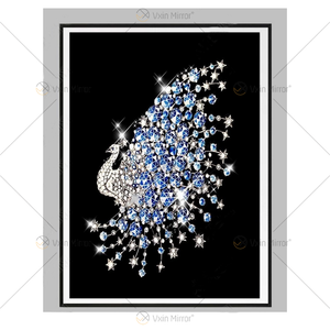Luxury Aluminum Frame Display Peacock Crystal Porcelain Painting Sofa Background Wall Hanging Painting Living Room Decoration