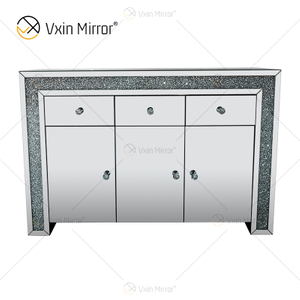 Elegant Home Decor WXF-099 Silver Mirrored Furniture Living Room Cabinet With Muti Drawers