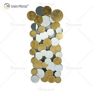 Hot Sale 2000 Pcs WXM-2498 Golden Leaf 3D Luxury Wall Mirror