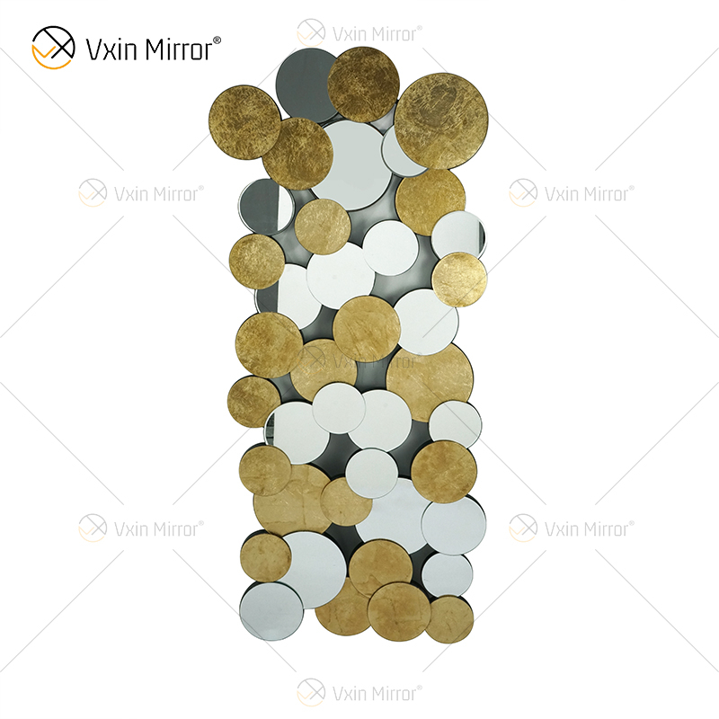 Hot Sale 2000 Pcs WXM-2498 Golden Leaf 3D Luxury Wall Mirror