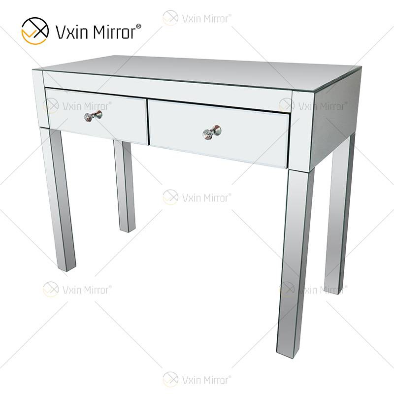 Hot Art Deco WXF-836 Silver Dressing Mirrored Corner Chest With 2 Drawers