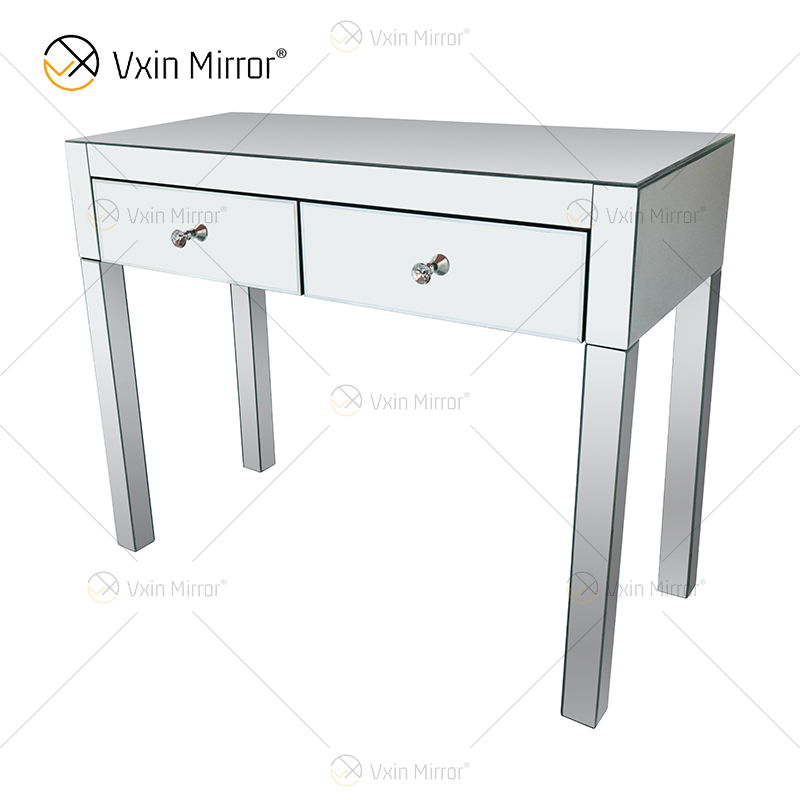 Hot Art Deco WXF-836 Silver Dressing Mirrored Corner Chest With 2 Drawers
