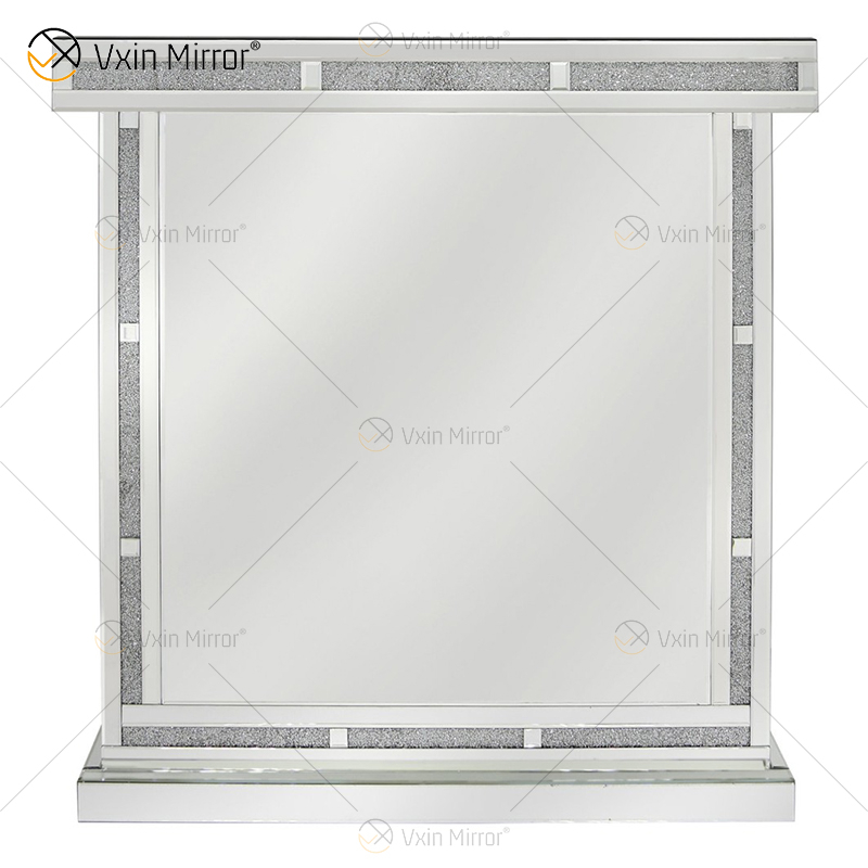 Vxin Home Decor WXF-142 Silver Mirored Crushed Diamond Tall Wine Cabinet with One Drawers