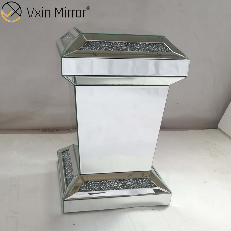 Vxin Mirror WXF-725 Modern Rectangle Diamond Mirrored Side Table 3d Mirror End Table for Living Room