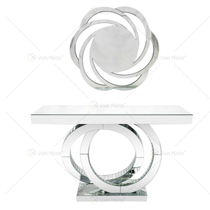 Factory Direct Living Room Mirrored OO Design with Crushed Diamond Console Table Hallway Table for Home Hotel Shop