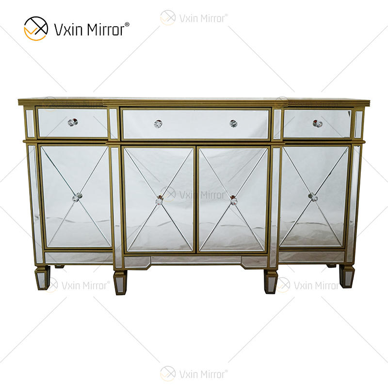 WXF-027-1 Luxury Glass Houseware Mirored Cupboard Cabinet With Muti Drawers
