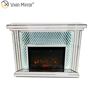 Tunnel Infinity Lights WXWF-1097A Luxury Crystal Mirror Fireplace with LED Light Electric Mirrored Fireplace For Living Room