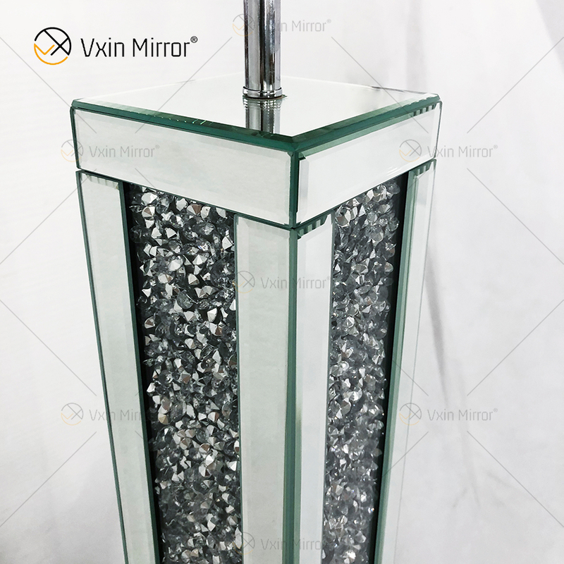 WXFL-032 Living Room Silver Crystal Floor Standing Lamp with Lampshade for Hotel Mirror Lamp