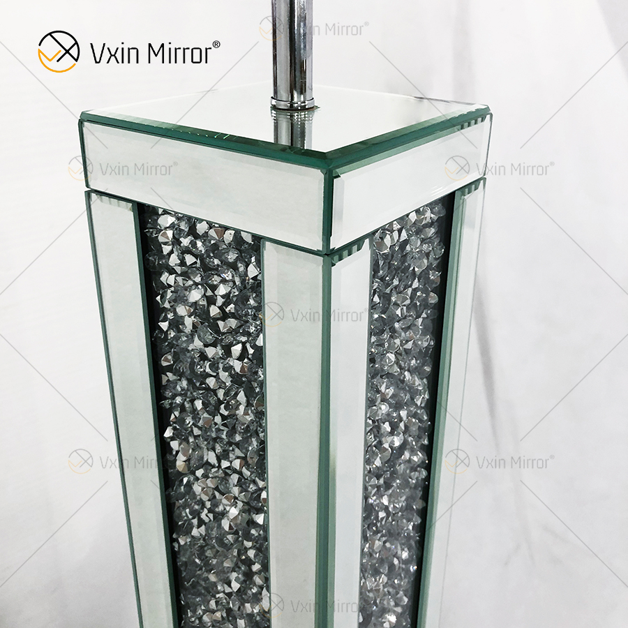 WXFL-032 Living Room Silver Crystal Floor Standing Lamp with Lampshade for Hotel Mirror Lamp