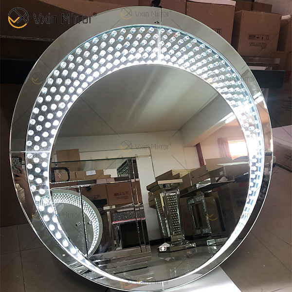 High Quality Factory Supply WXM-2595 3 Color LED Light Mirror Octagonal Makeup Mirror Set Mirror Customized Plug Vanity Set