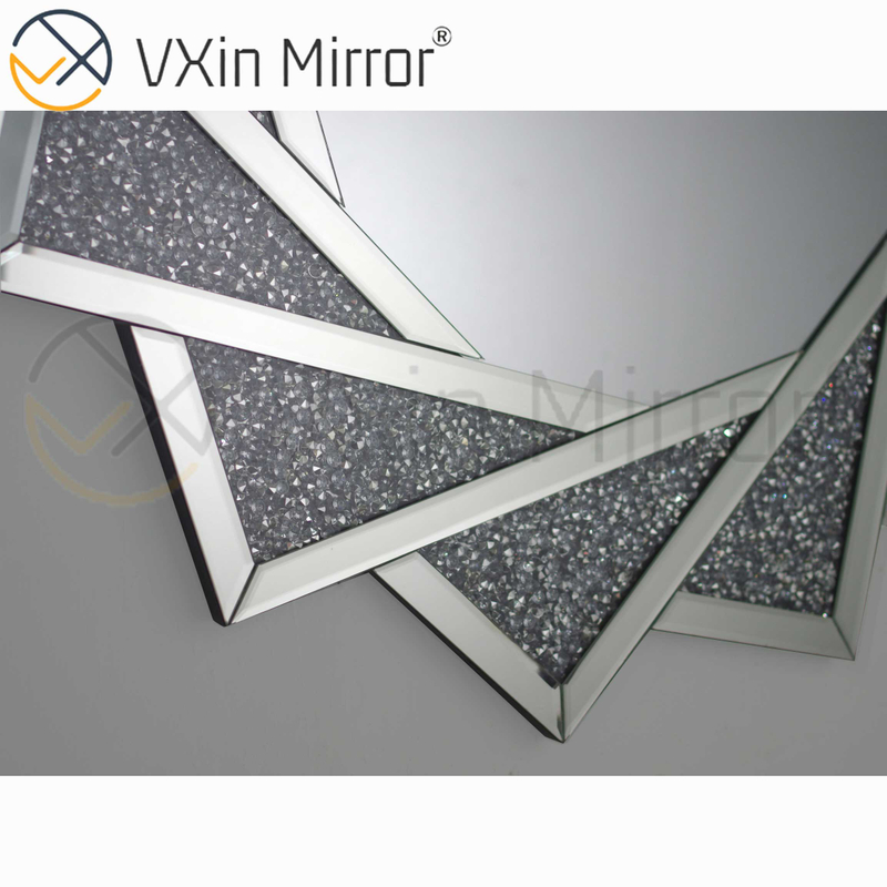 Hot Sell VXin WXM-1779 Modern Crystal Silver Crushed Diamond Wall Hanging Mirror
