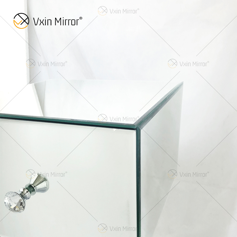 End Table Decor WXF-980 Modern Silver Crystal Mirrored Side Table With Drawer