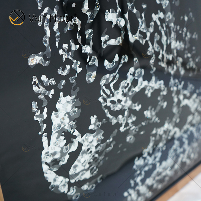VXin WXMA-19 Home Decor Glass Frame Mirrored Cheetah Wall Art Crystal Porcelain Painting Mirror Wall Art