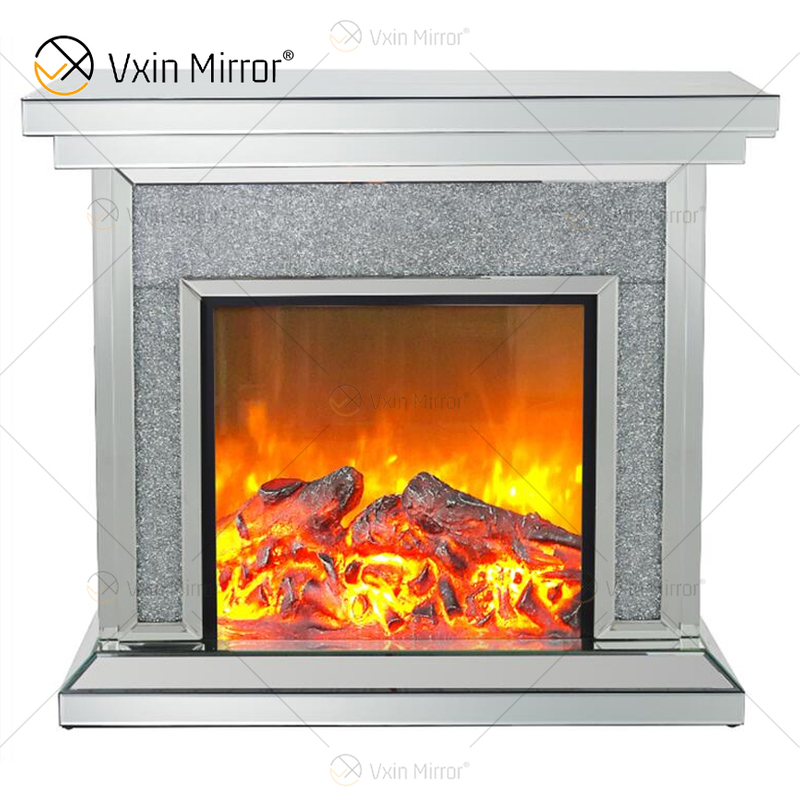 Hot Sell Vxin Mirror WXWF-020 Crushed Diamond Mirror Fireplace