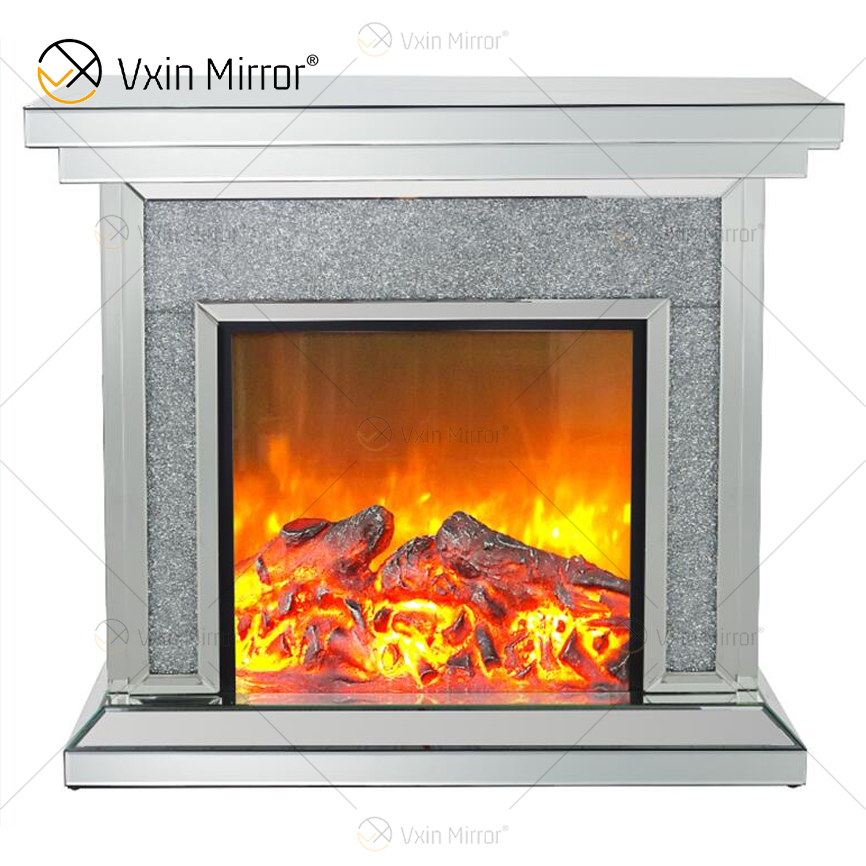 Hot Sell Vxin Mirror WXWF-020 Crushed Diamond Mirror Fireplace