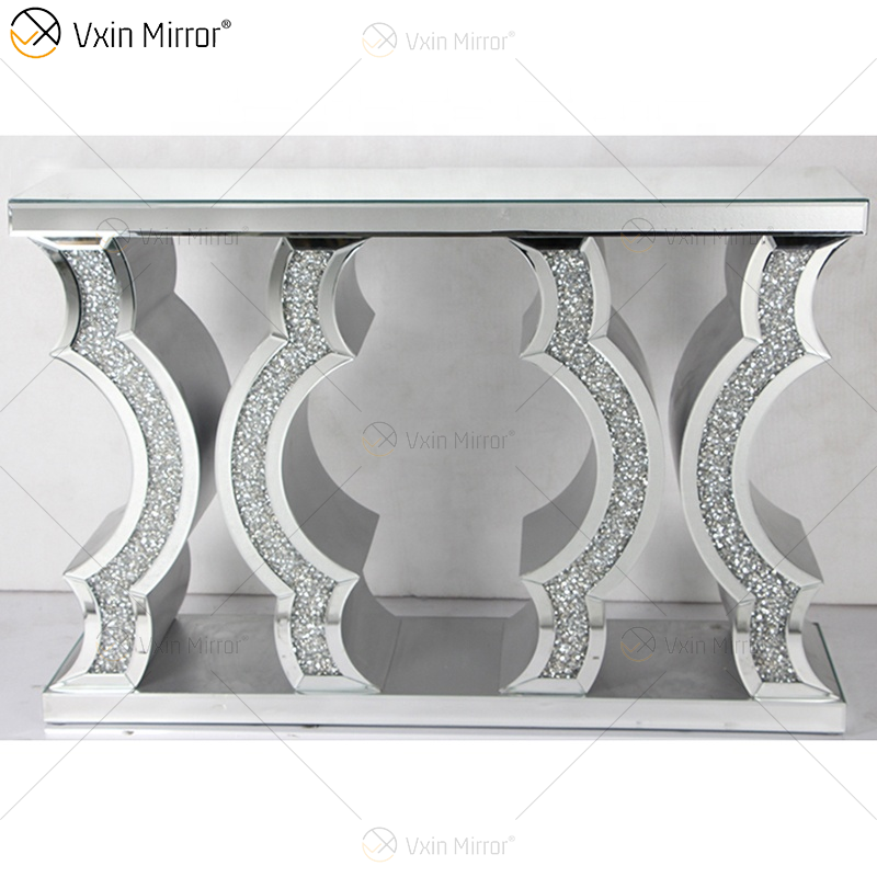 WXWF-513 Factory Price Wholesale Art Deco Antique With Curved Glass Console Table