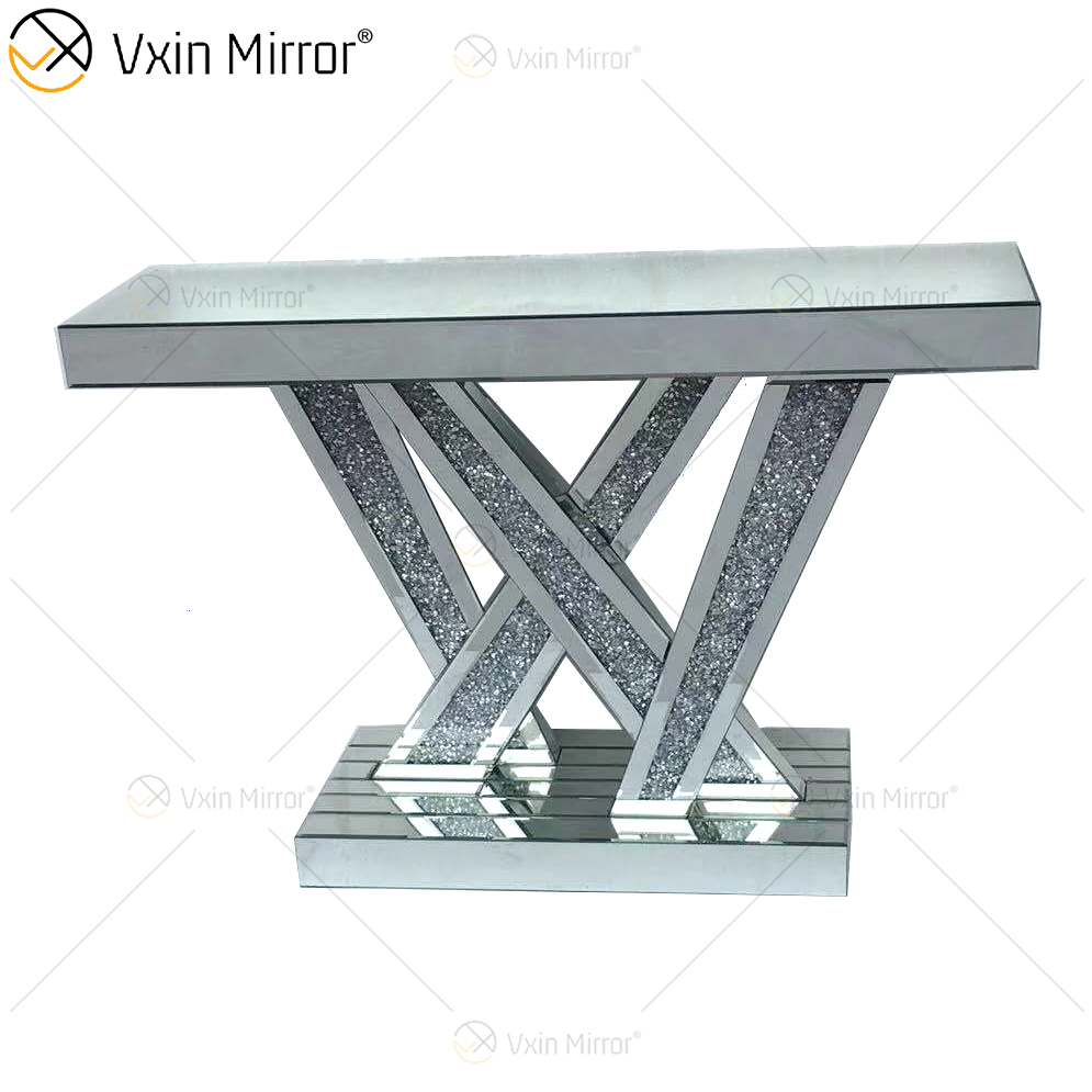 WXWF-513 Factory Price Wholesale Art Deco Antique With Curved Glass Console Table