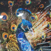 Luxury Crystal Porcelain Painting Peacock Covered Frame Decorative Mirror Wall Art
