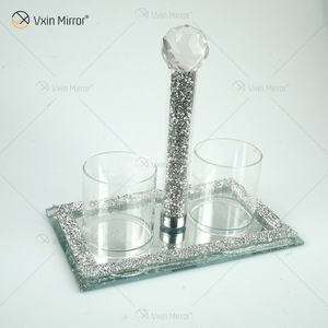 Vxin Mirror Popular VX-08 Silver Elegant Candlestick Crystal Candle Holder