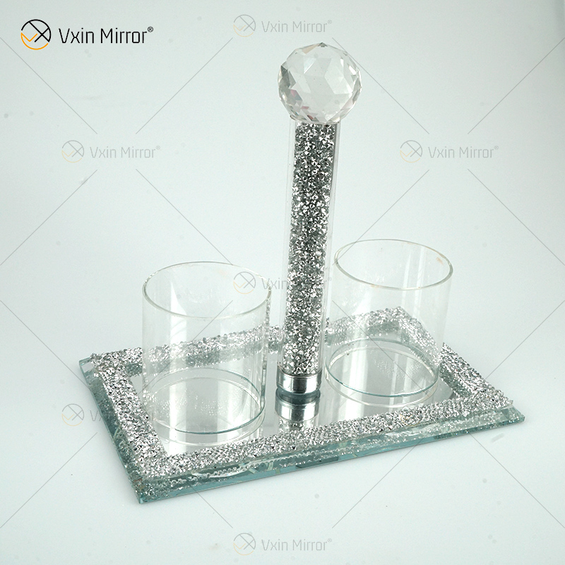 Vxin Mirror Popular VX-08 Silver Elegant Candlestick Crystal Candle Holder