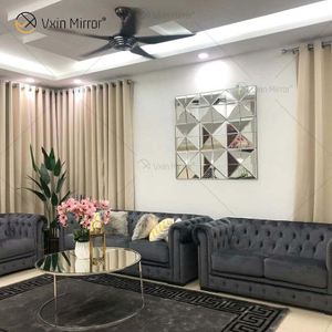 Wall Decora Silver 3D Elegant Square Silver Wall Hanging Mirror Wall Art Home Decor for Living Room Furniture WXM-1151