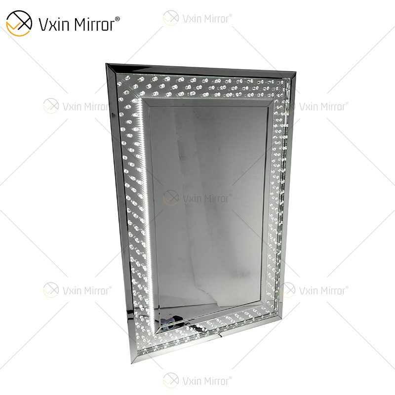 Good Quality WXM-1167 LED Crystal Vanity Set Wall Mirror with 3 Colors LED Wall Decor Lighted Mirror
