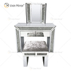 Hot Sell Modern Crushed Diamond Silver Dressing Table Stool 2 Drawers with Full-length Mirror