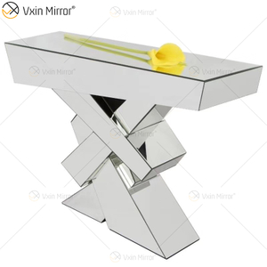 China Supply High Quality Cheap Luxury Elegant Crushed Diamond Crystal Mirrored Console Table For Living Room Furniture WXF-506