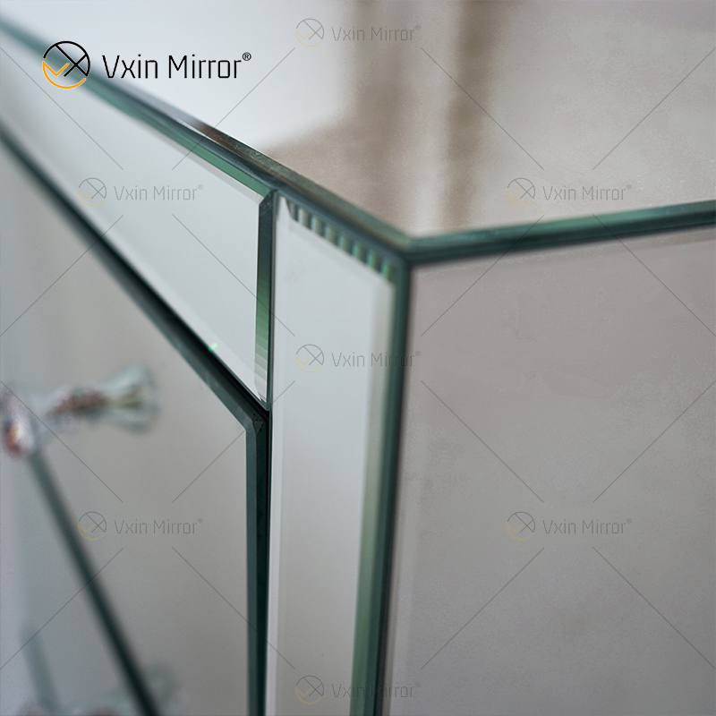 Hot Sell Elegant Vxin WXF-031-1 Bedside Table with 3 Drawer Silver Mirrored Nightstand Mirrored Bedside Table