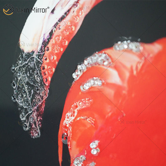 Vxin WXMA-57 Crystal Porcelain Painting Resin Flamingo Covered Frame Decorative Mirror Wall Art