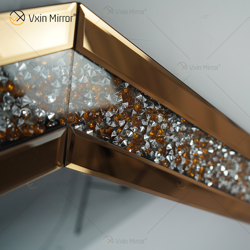 Crystal Crush Diamond Octagonal Silver Mirror for Wall Decoration Wall Hang Frame Less Mirror Diamond Decor WXM-1780