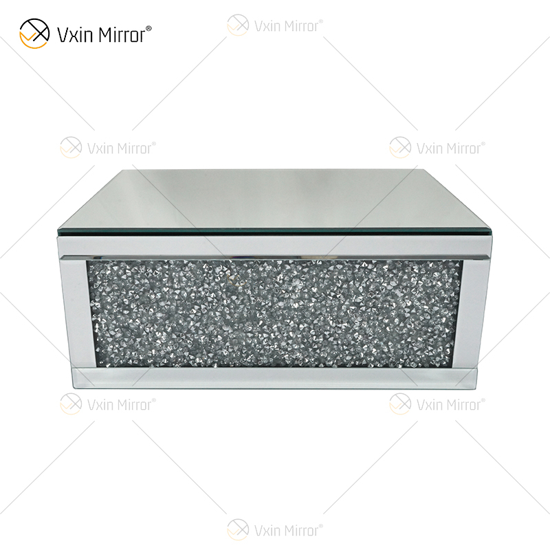 Vxin Factory Supply WXF-153 Silver Wall Decor Silver Crushed Diamond Mirror Rectangle Wall Shelf
