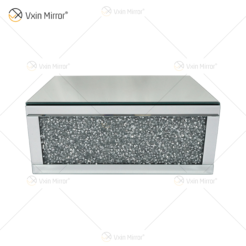 Vxin Factory Supply WXF-153 Silver Wall Decor Silver Crushed Diamond Mirror Rectangle Wall Shelf
