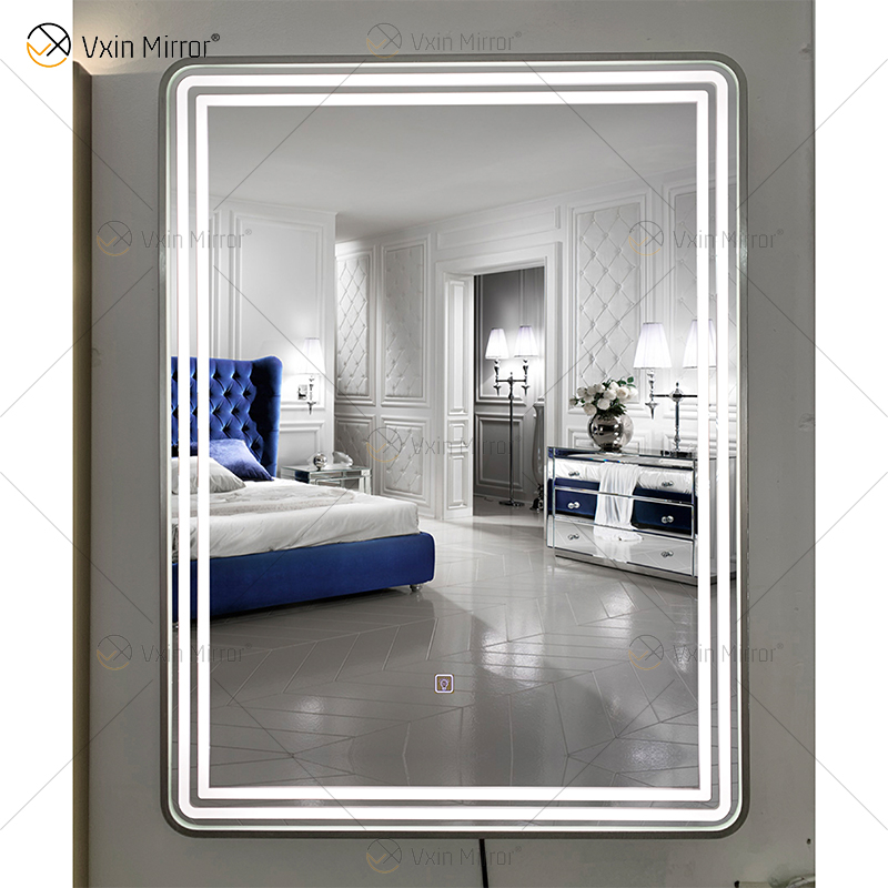 WXDL-121 LED 3 Color Light Waterproof Power Supply Silver Frame Copper-free Environmental Protection Mirror