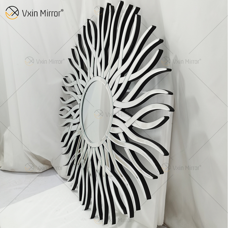Factory Supply Silver WXM-1655 Geometric Shape Decorative Wall Glass Mirror