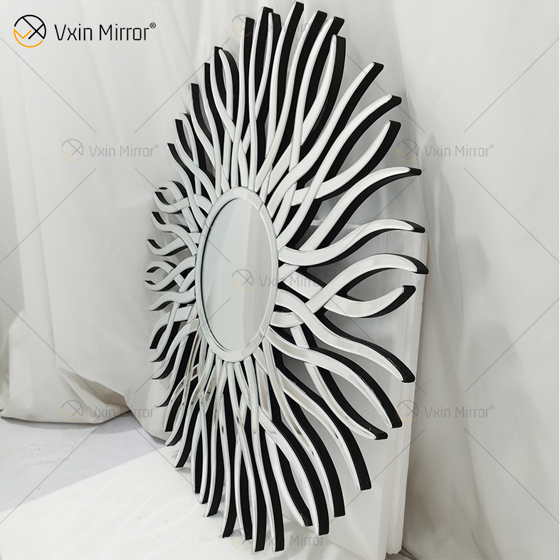 Factory Supply Silver WXM-1655 Geometric Shape Decorative Wall Glass Mirror
