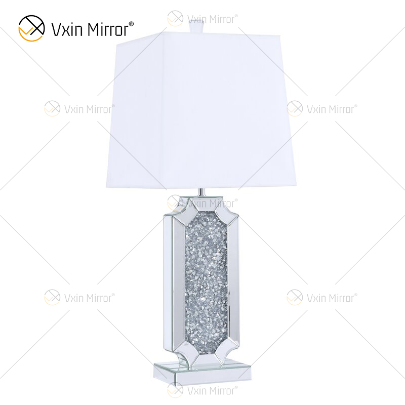 Vxin Supply WXTL-004 Modern Silver Crushed Crystal Table Mirror Lamp For Bedroom