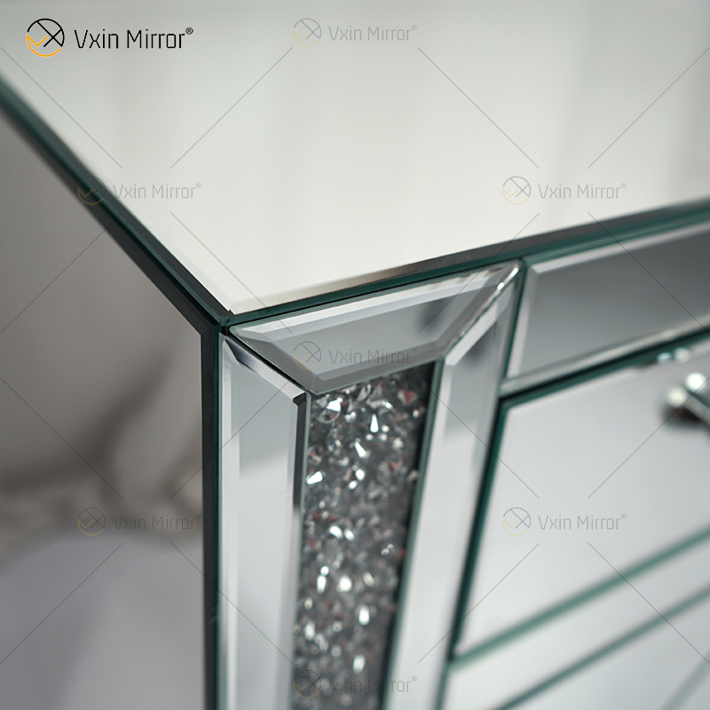 WXF-149 Mirrored Bedside Tables Cabinet 2 Drawers Nightstand Side Table Mirror Bedside Mirrored Bedside Table