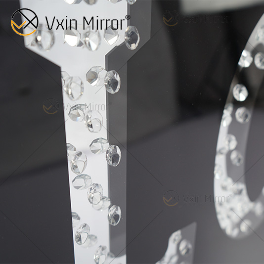 VXin WXMA-23 Home Decor Glass Frame Mirrored LOVE Wall Art Crystal Porcelain Painting Mirror Wall Art