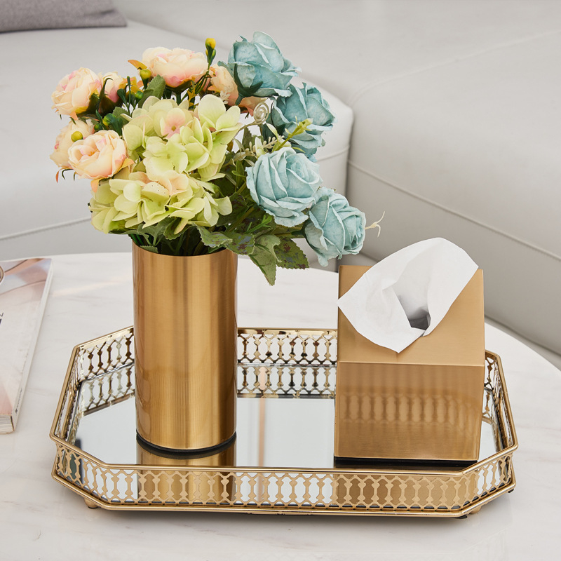 Hot Sell Vxin Mirror WXT-202203 Modern Decor Gold Metal Frame Mirror Tray Mirrored Tray 6 Size